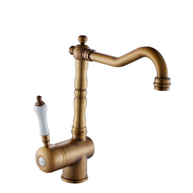 Kitchen Faucet Vintage Style Antique Brass Body Ceramic Handle Kitchen Sink Faucet Washbasin Mixing Faucet