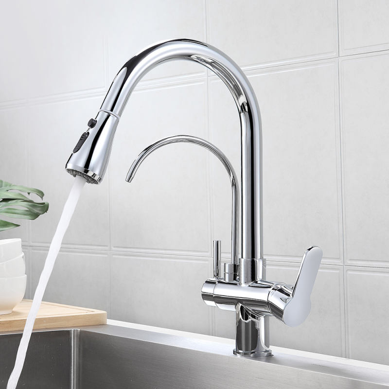 Three Ways Kitchen Faucets Pull Out Filter Tap for Kitchen Sink