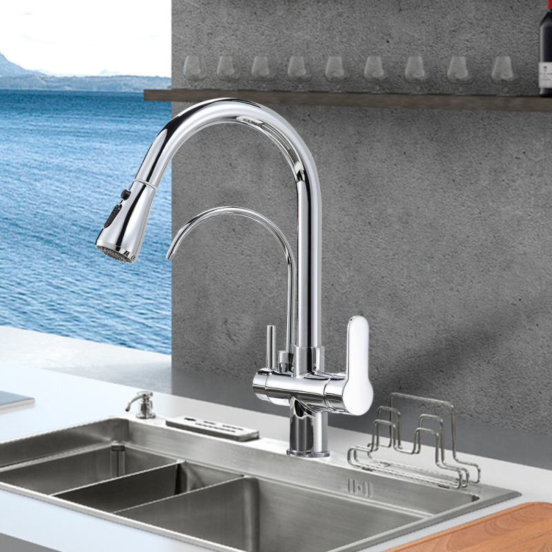 Three Ways Kitchen Faucets Pull Out Filter Tap for Kitchen Sink