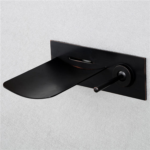 Wall-mounted bathroom sink faucet temperature control LED waterfall bathtub faucet