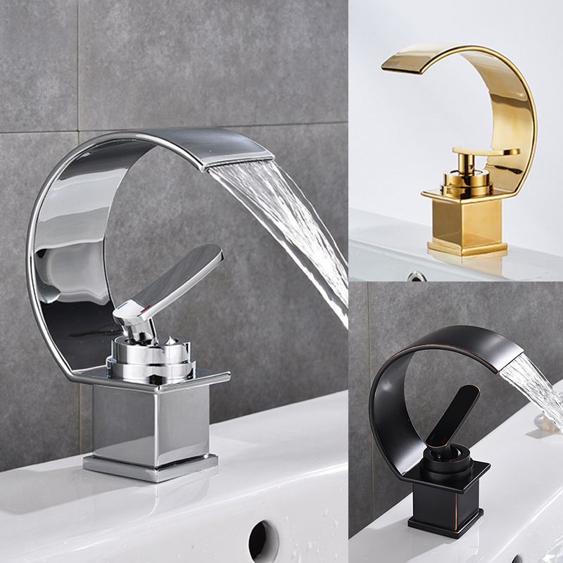Basin Mixing Faucet Creative Waterfall Spout Bathroom Sink Mixing Faucet