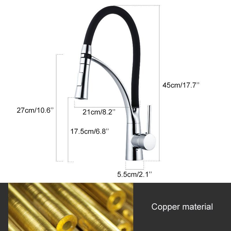 Pull-out kitchen faucet single handle brass kitchen sink faucet hot and cold water mixer faucet sink deck mount faucet