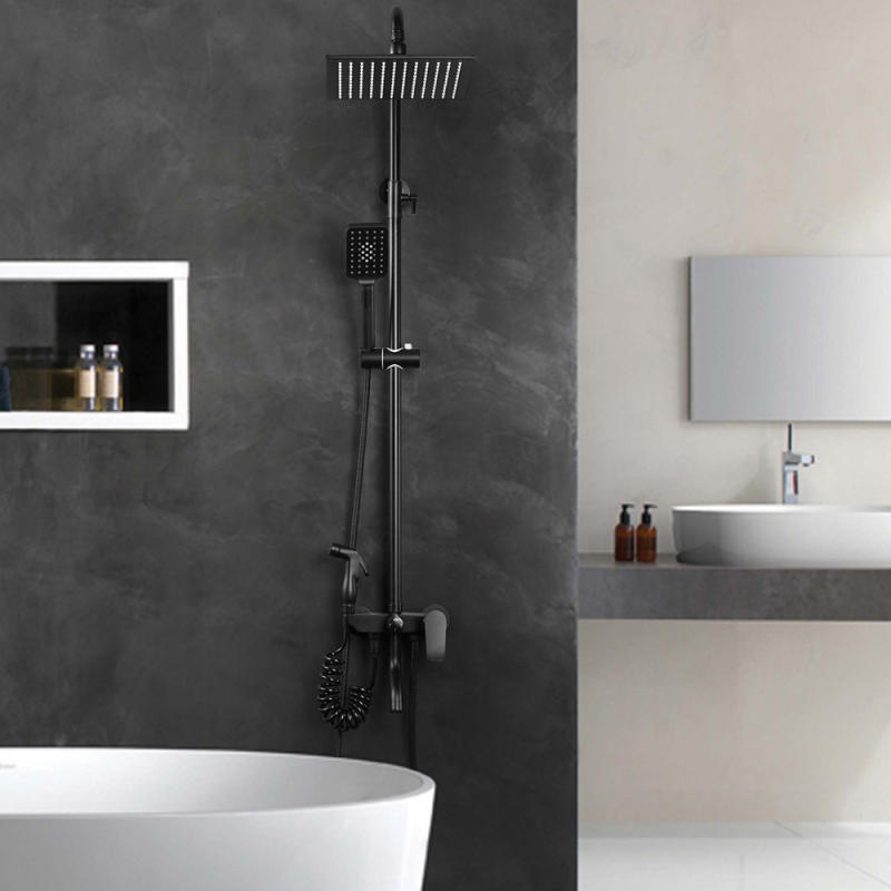 Modern self-generated LED shower matte black rain shower overhead spray brass bathroom toilet gun woman washer
