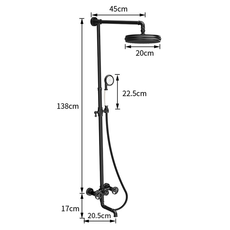 Industrial Style Wall-Mounted Shower System 3-function in Gold/Black