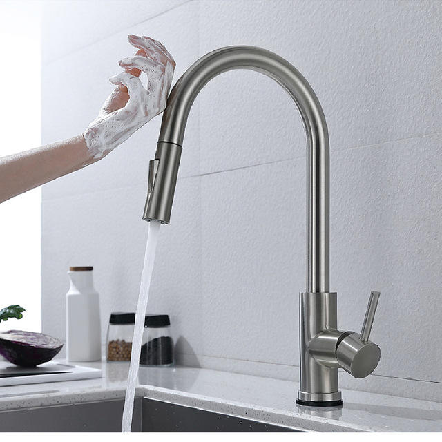 Sensor Kitchen Faucet Stainless Steel Kitchen Pull-out Faucet