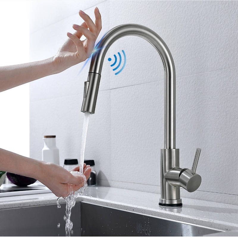 Sensor Kitchen Faucet Stainless Steel Kitchen Pull-out Faucet