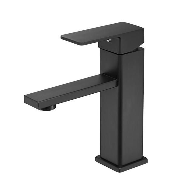 Basin Sink Bathroom Faucet Deck Mounted Hot & Cold Water Basin Faucet Matte Black Lavatory Sink Faucet