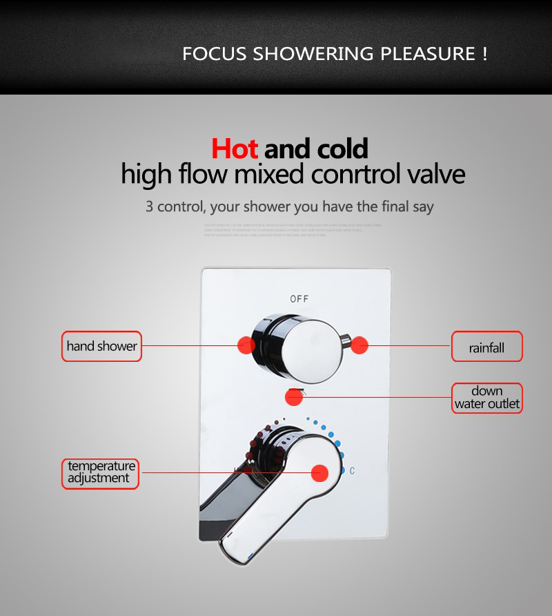 Shower Faucet Mixing Valve 3 Ways Concealed Easy-mount Box 2 Handles ...