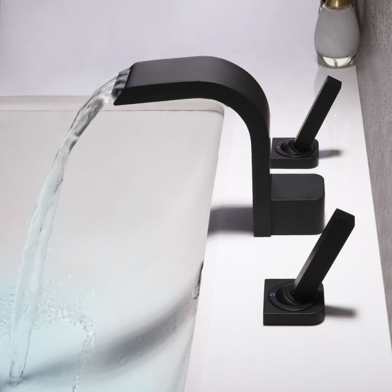 Widespread Waterfall Bathroom Sink Faucet Solid Brass