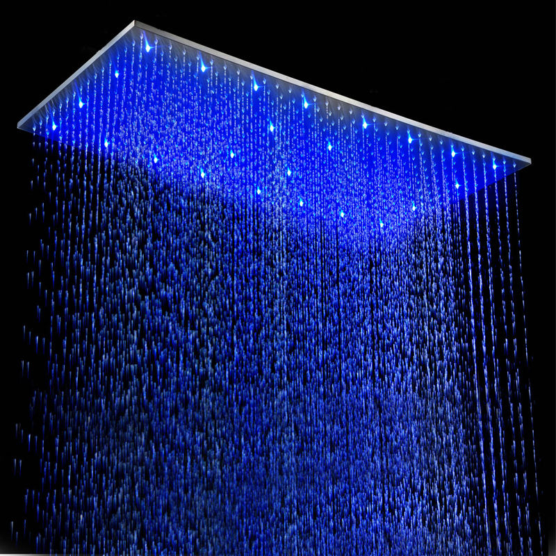 Uregelmæssigheder Foster Fabrikant Ceiling LED Shower Head Bathroom Large Rain Shower Panel 304 Stainless  Steel Brushed Finish Showerheads