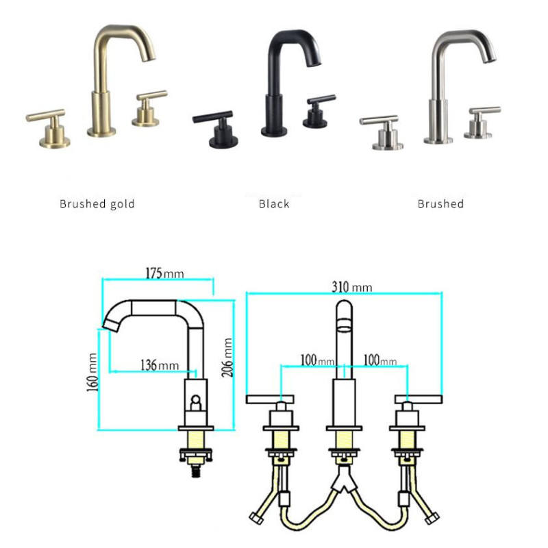 Bathroom basin faucet Soild brass wide sink faucet cold and hot double handle