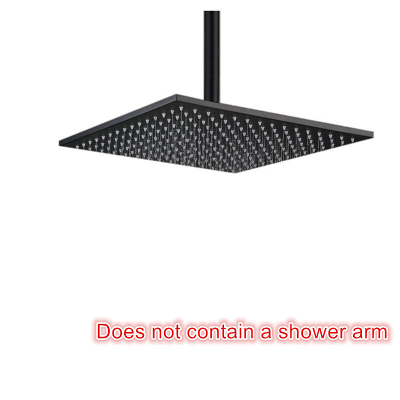 Modern 8/10/12 Inches Rainfall Square Shower Head Solid Brass in Matte Black