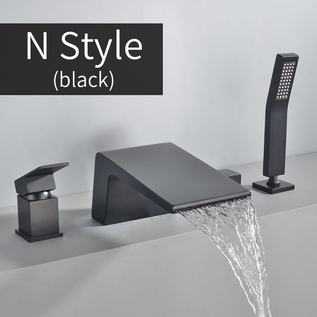 Waterfall Deck-Mount Roman Tub Faucet with Handshower