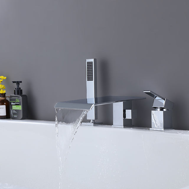 Square black waterfall bathtub faucet