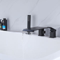 Square black waterfall bathtub faucet