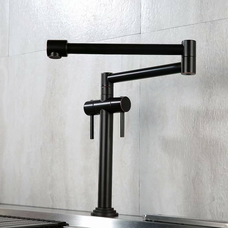 Deck Mount Pot Filler Kitchen Faucet Retractable