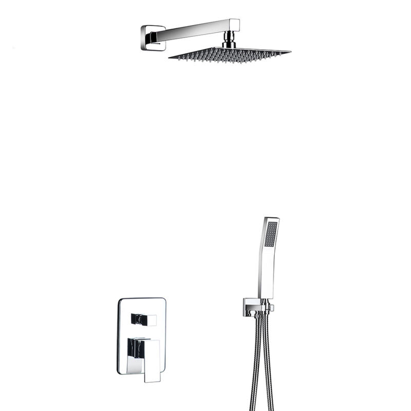 Bathroom Luxury Shower System Set Wall Mounted Rainfall Shower Head System Chrome