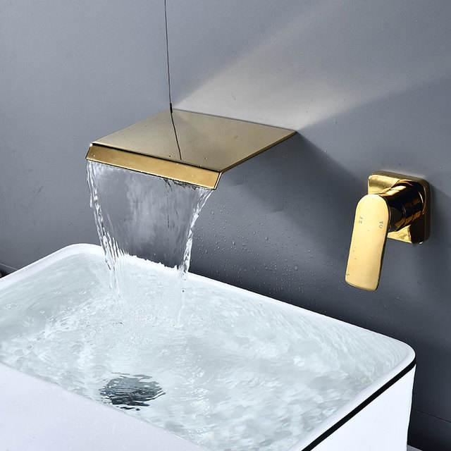 Wall mounted waterfall black faucet