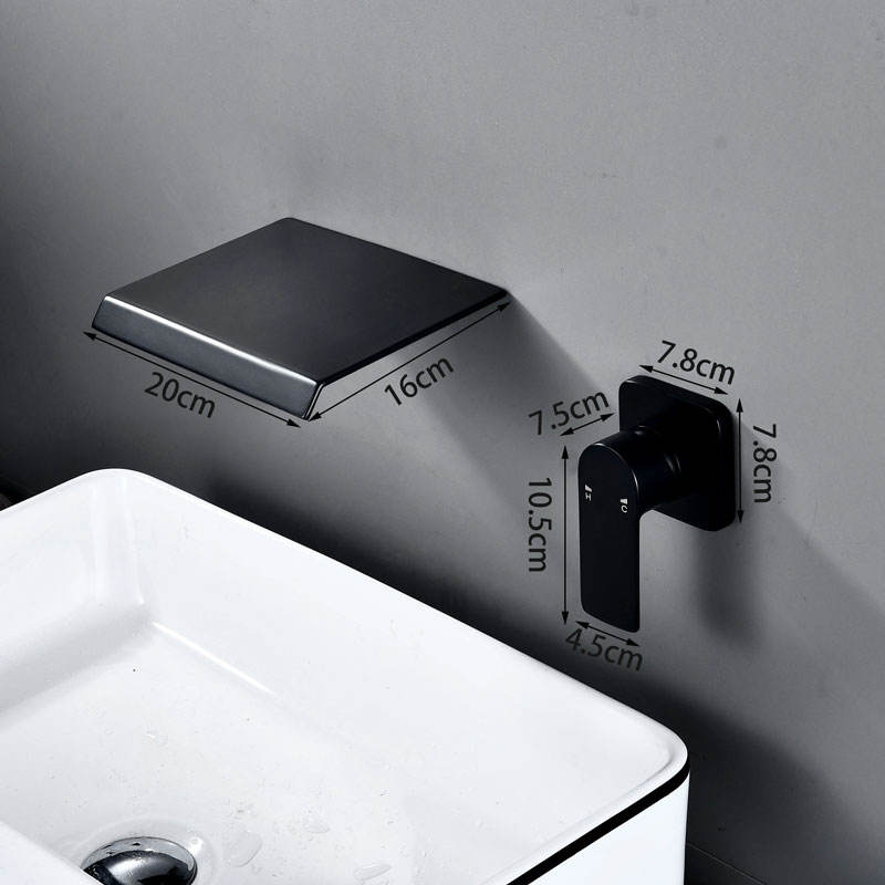 Wall mounted waterfall black faucet