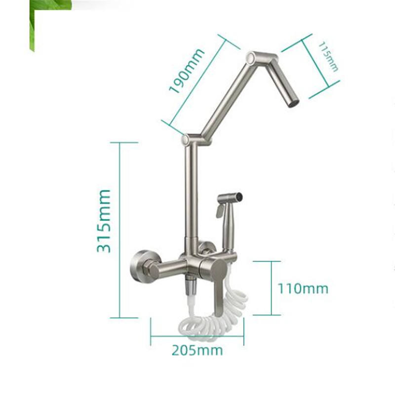 Rotating folding kitchen faucet flushing gun set