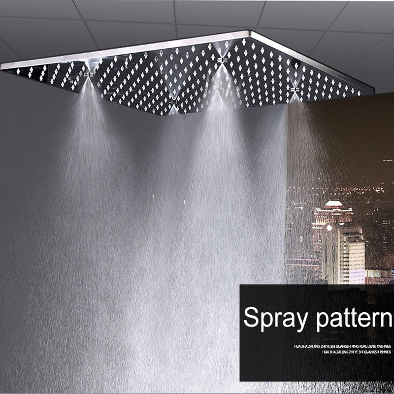 Shower head rain shower LED shower panel ceiling mounted 304 stainless steel polished 16/20 inch