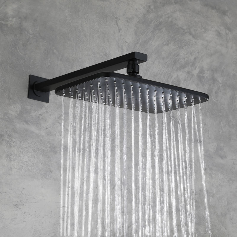 Black concealed dual-function thermostatic shower faucet set