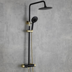 Bathroom gold  black thermostatic shower set