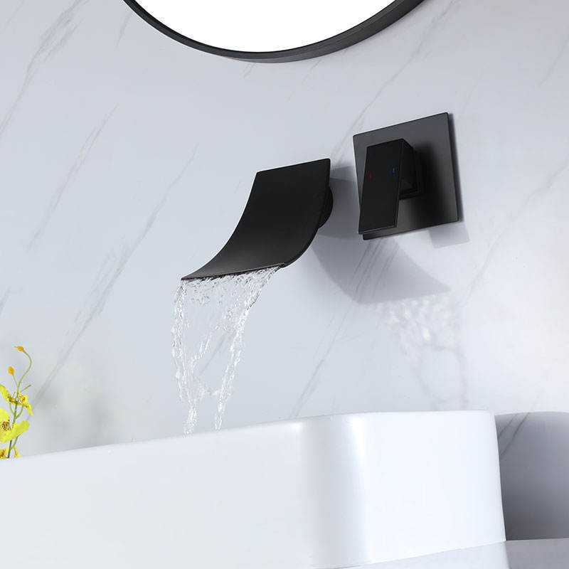 Waterfall  Wall Mounted Bathroom Sink Faucet With Single Handle