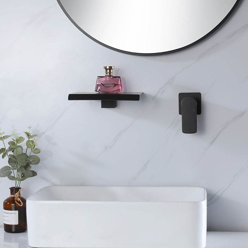 Wall mounted waterfall black faucet