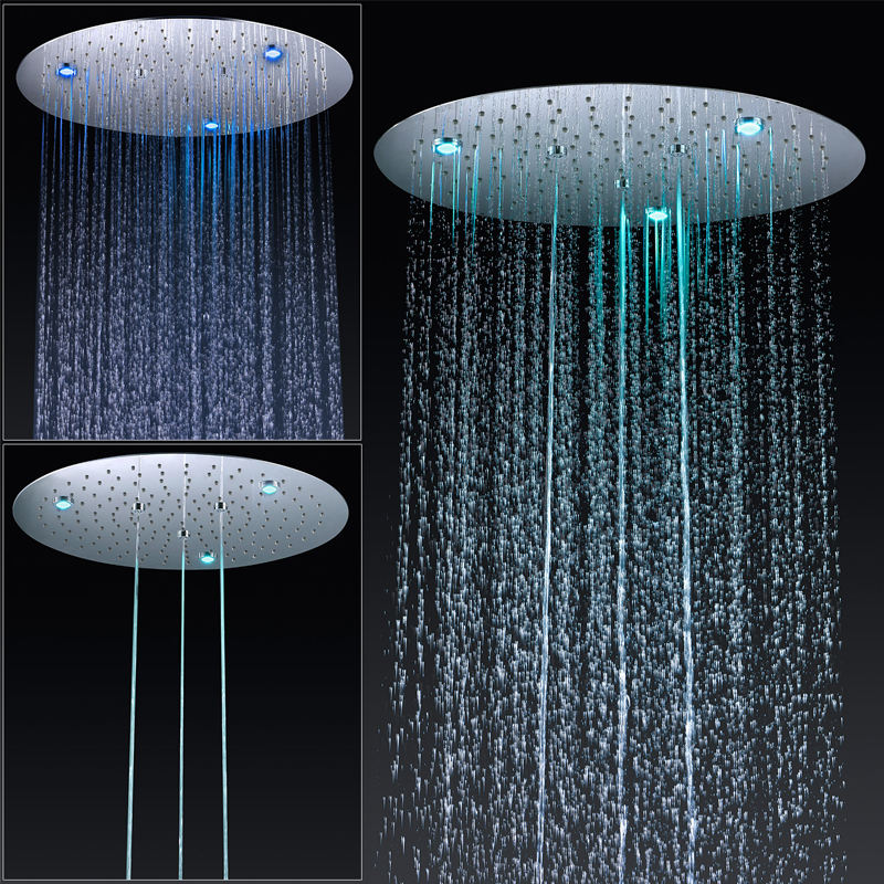 Polished chrome plated round LED shower head Shower system multifunctional thermostatic valve