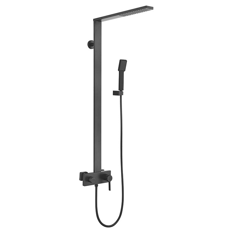Exposed Shower Fixture with Rain Shower Head and Hand Shower