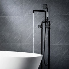 Floor standing industrial bathtub faucet black