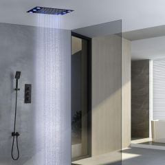 Matte black LED multifunctional shower set