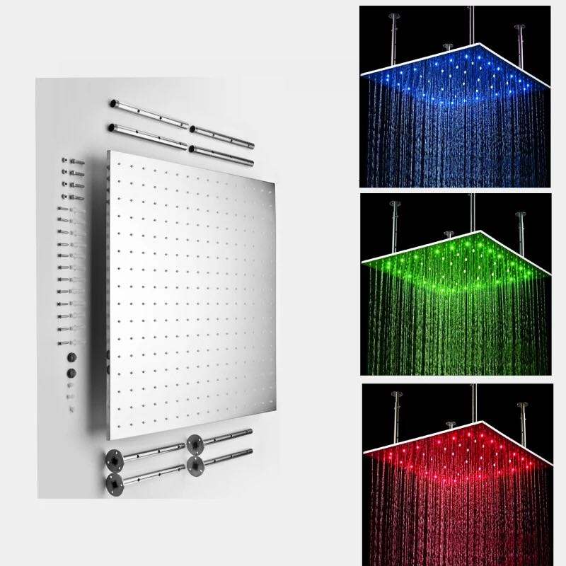 Shower head rain shower LED shower panel ceiling mounted 304 stainless steel polished 16/20 inch