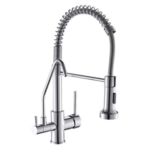 Kitchen faucet pull-down hot and cold water filter faucet for kitchen three-way sink faucet