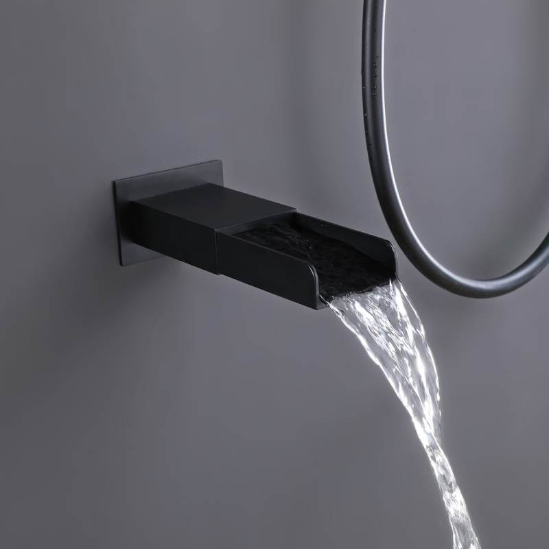 Wall Mounted Waterfall Rain Shower System Solid Brass with Handheld Shower Tub Spout