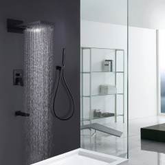 Wall Mounted Waterfall Rain Shower System Solid Brass with Handheld Shower Tub Spout