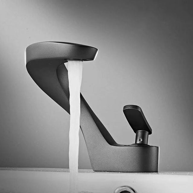 Modern Creative Single Handle 1-Hole Polished Chrome Bathroom Sink Faucet