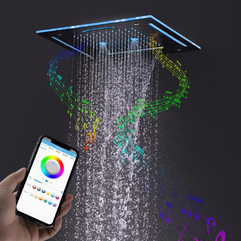 ShowerHeads Shower Ceiling Square Bathroom Smile Music Shower Head 3-Function