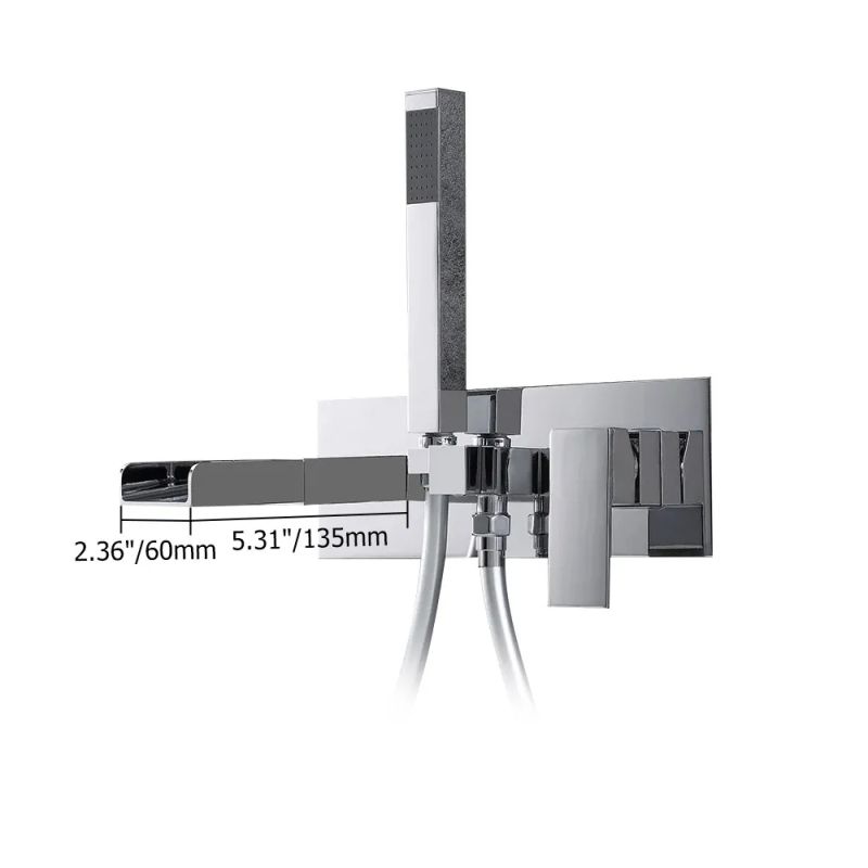 Waterfall Bathtub mixer brass wall black shower double function bathtub faucet set wall mounted bath shower faucet Chrome Black