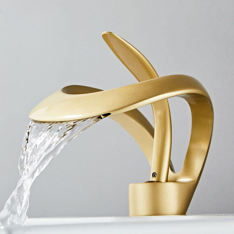 single handle waterfall faucet solid brass creative hollow design faucet