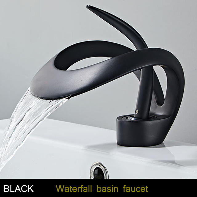 single handle waterfall faucet solid brass creative hollow design faucet