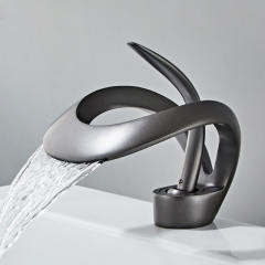 single handle waterfall faucet solid brass creative hollow design faucet