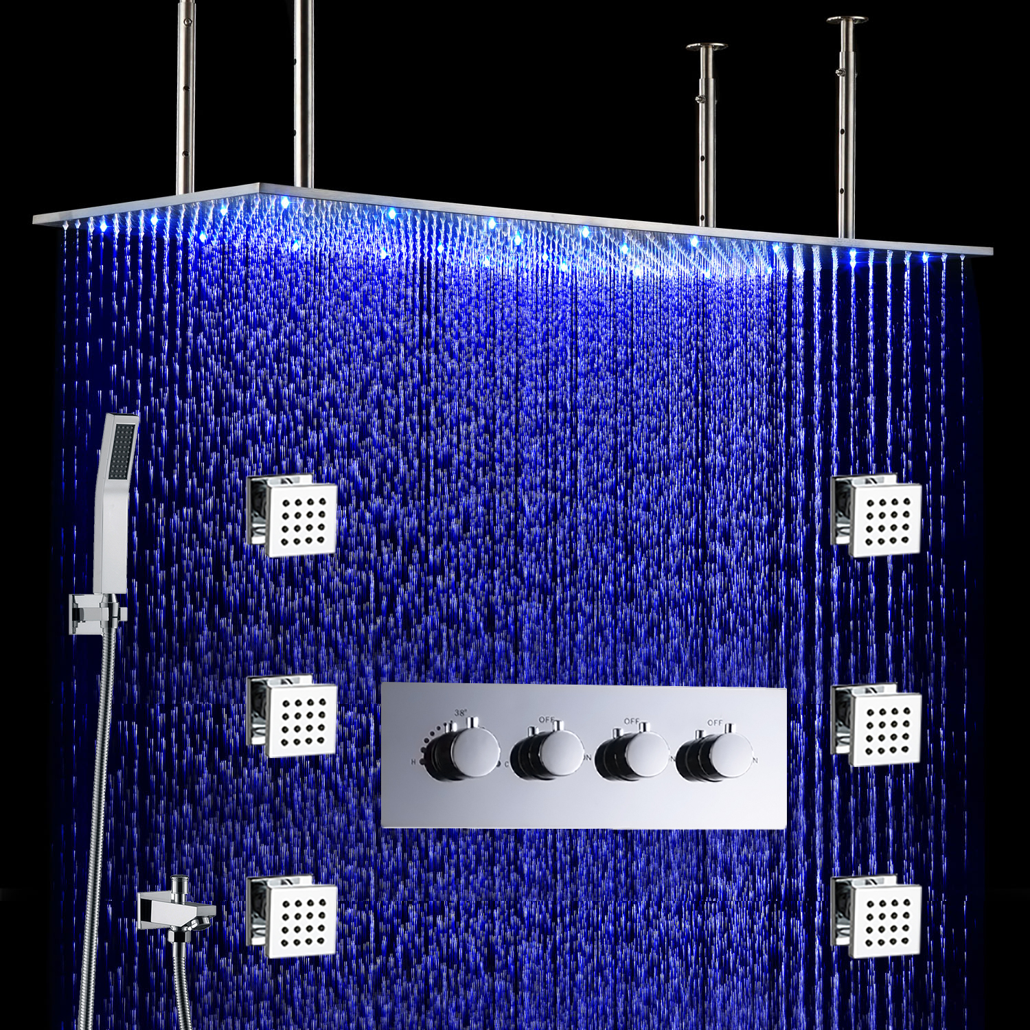 Rain Shower Set System 20 x 40 inch with Temperature controlled LED