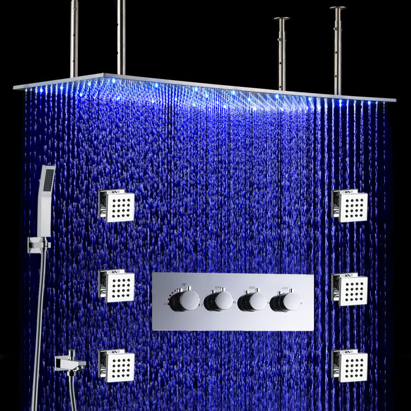 Rain Shower Set System 20 x 40 inch with Temperature controlled LED