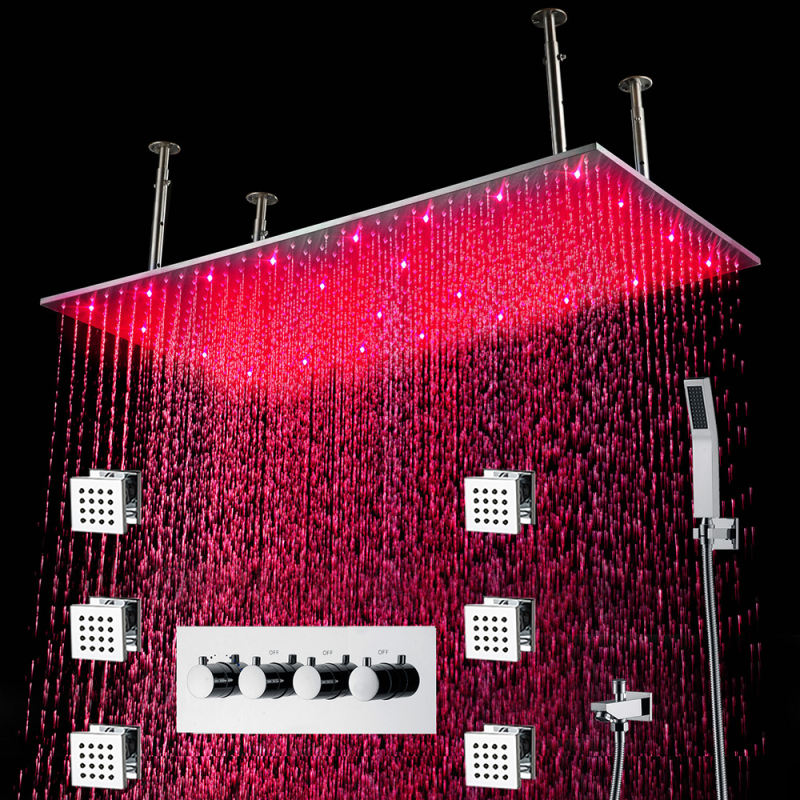 Rain Shower Set System 20 x 40 inch with Temperature controlled LED