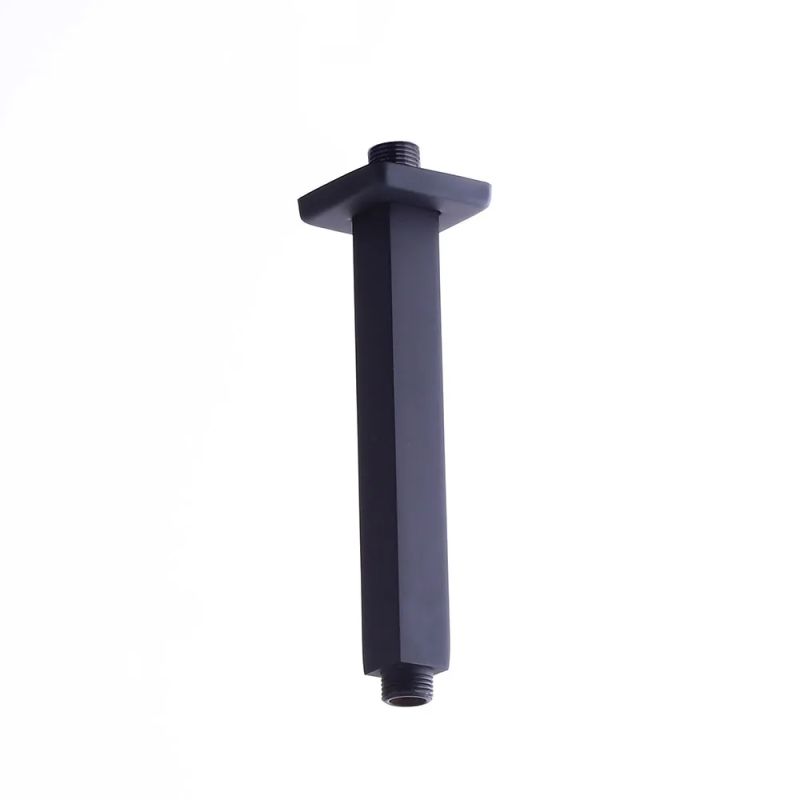 Celling Solid Brass Square Shower Arm with Flange in Matte Black