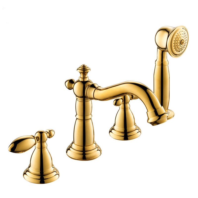 Luxurious  4 Hole Bath Shower Solid Brass Bathtub Faucet