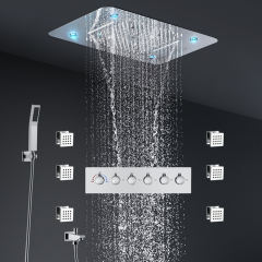 Wall-Mounted 15 X 28 Inch Shower Faucet System 5 Functions In Chrome