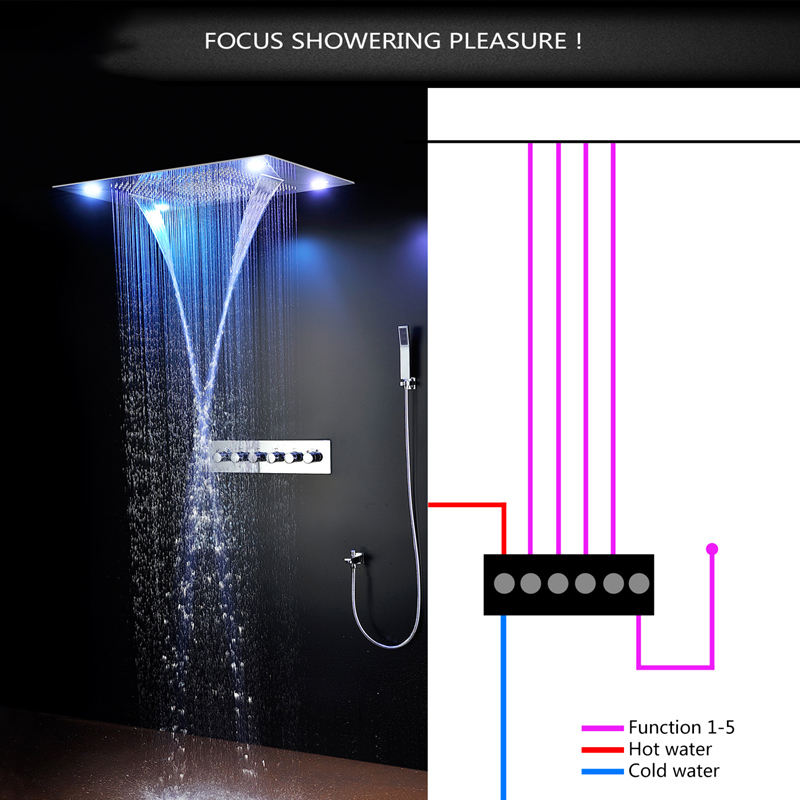 5 Funtion Temperature Control Shower Switch Brass Concealed Faucets Diverter Mixing Thermostatic Mixing Valve